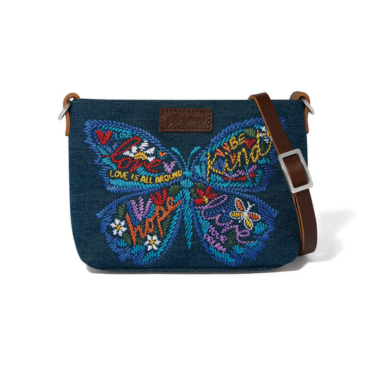 Brighton Dream Wings Denim Embroidered Pouch