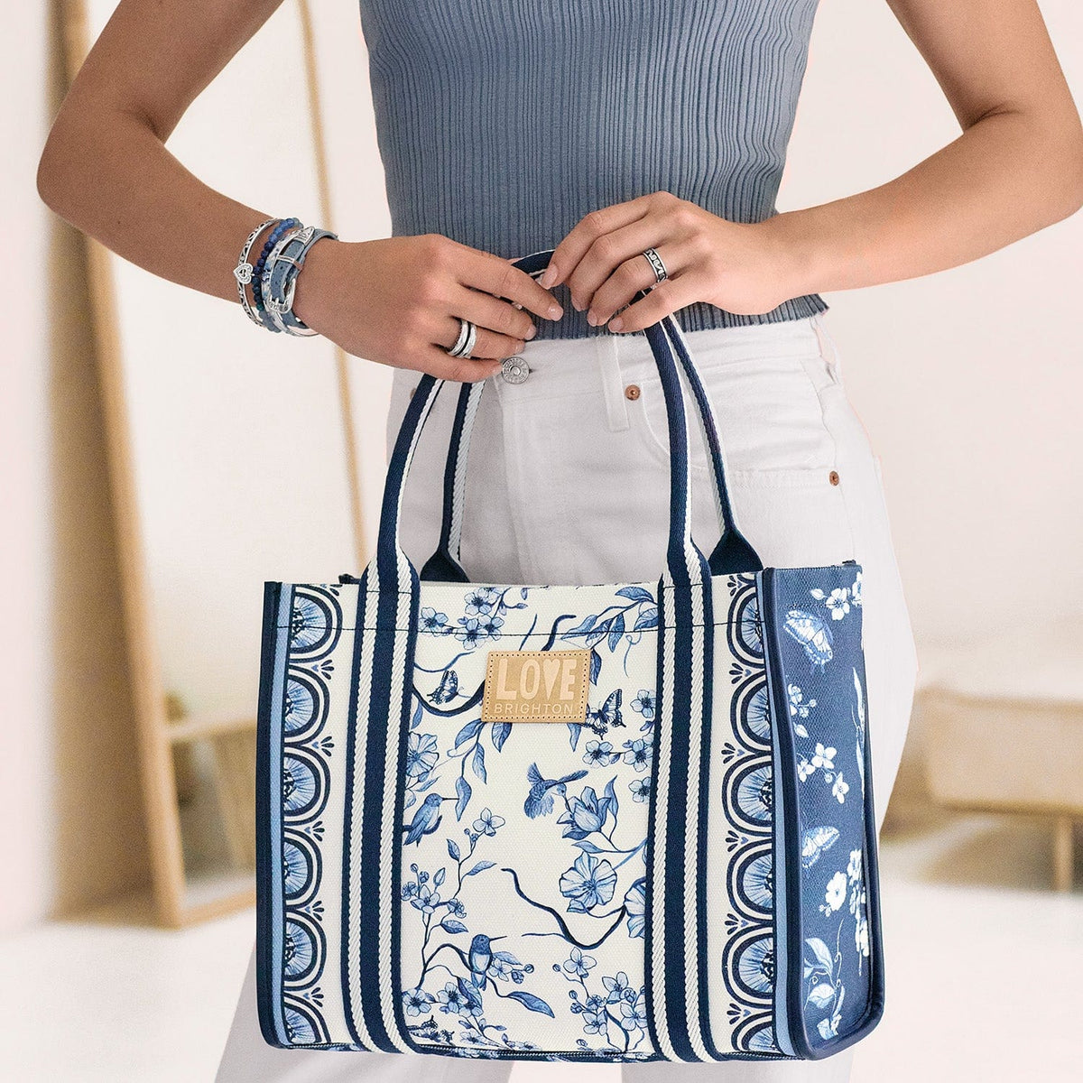 Brighton Indigo Song Bird Canvas Carryall