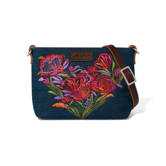 Brighton Love Bloom Denim Embroidered Pouch