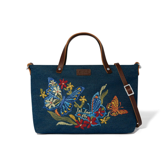 Brighton Love Flutter Denim Embroidered Tote
