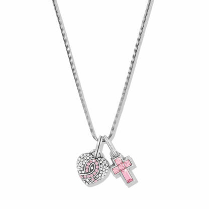 Brighton Power Of Pink Heart Cross Charm Necklace